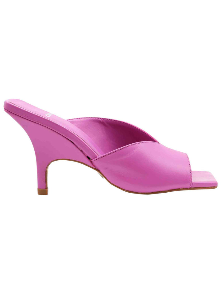 Spatarella Sandali scalzati donna in pelle glicine con punta quadra e tacco alto zeppa