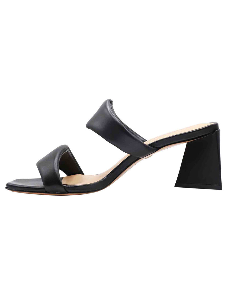 Spatarella Sandali Scalzati Donna In Pelle Nera A Doppia Fascia Con Punta Quadra