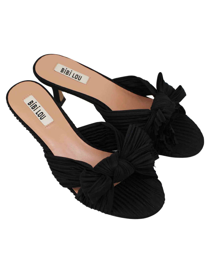 Spatarella Sandali Scalzati Donna In Tessuto Nero Con Fiocco Tono Su Tono