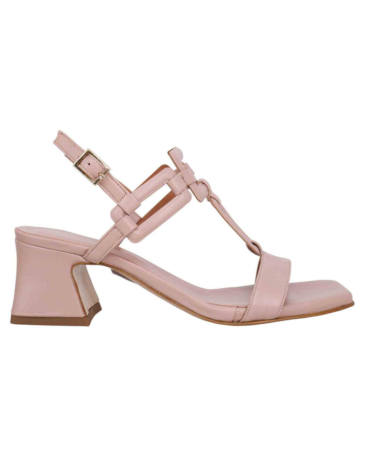 Spatarella Sandali Sligback Donna In Pelle Cipria Con Punta Quadra E Tacco In Pelle