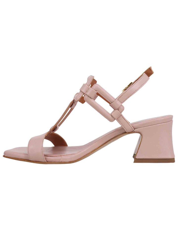 Spatarella Sandali Sligback Donna In Pelle Cipria Con Punta Quadra E Tacco In Pelle