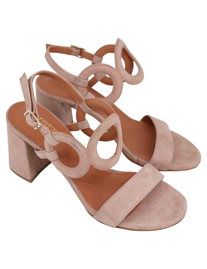 Spatarella Sandali Slingback Donna In Camoscio Beige Con Tacco Alto E Punta Tonda
