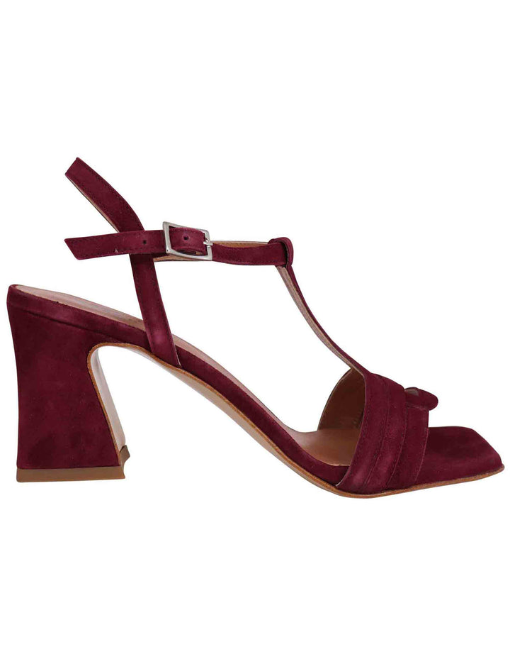 Spatarella Sandali Slingback Donna In Camoscio Bordeaux Con Punta Quadra
