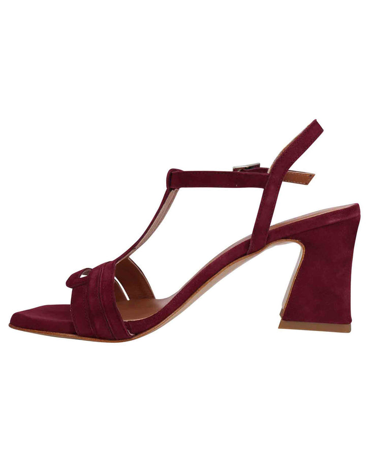 Spatarella Sandali Slingback Donna In Camoscio Bordeaux Con Punta Quadra