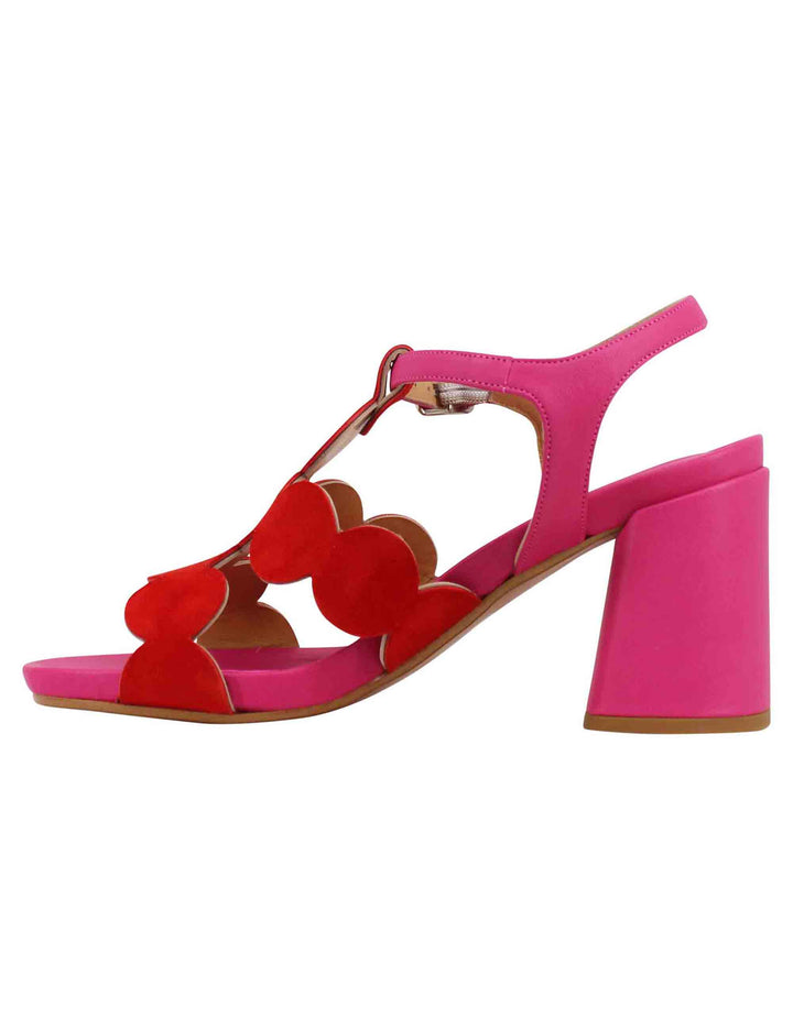 Spatarella Sandali Slingback Donna In Camoscio Fuxia Con Tacco Alto