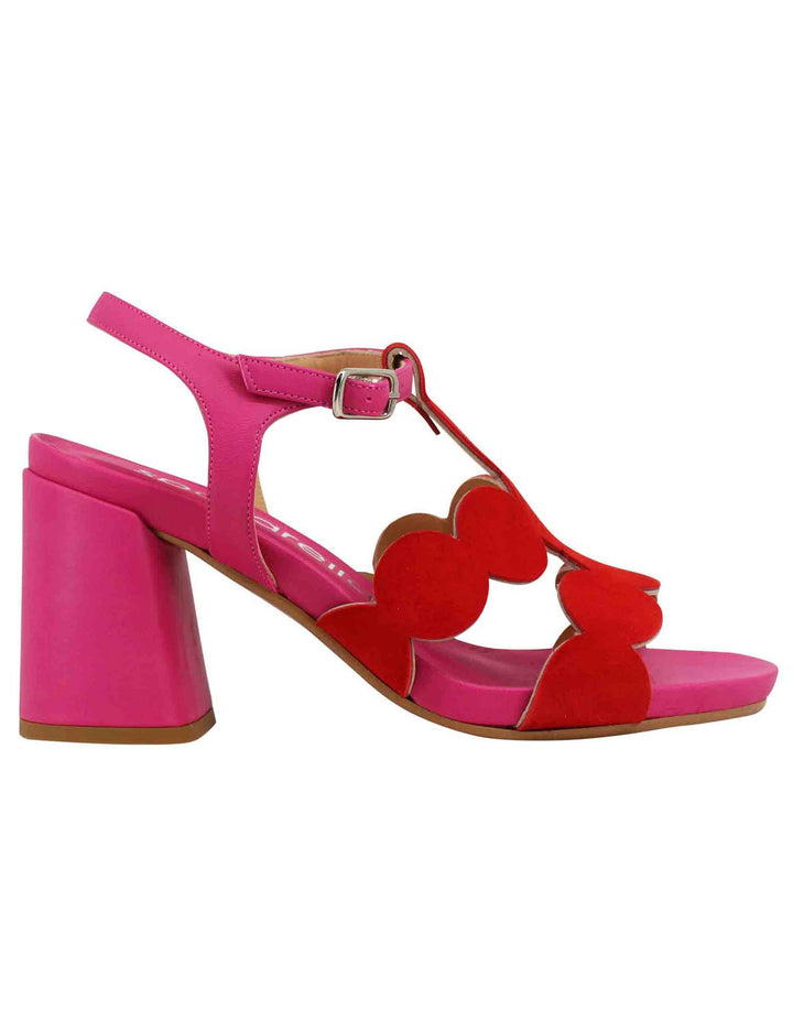 Spatarella Sandali slingback donna in camoscio fuxia con tacco alto