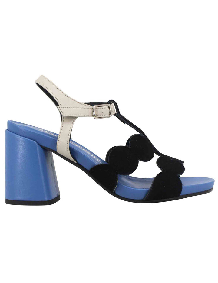 Spatarella Sandali slingback donna in camoscio nero con tacco alto