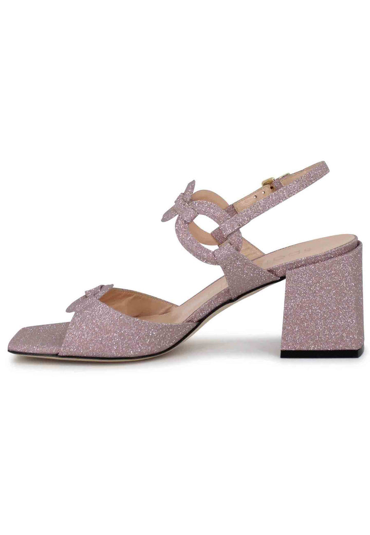 Spatarella Sandali Slingback Donna In Glitter Rosa Con Punta Quadra