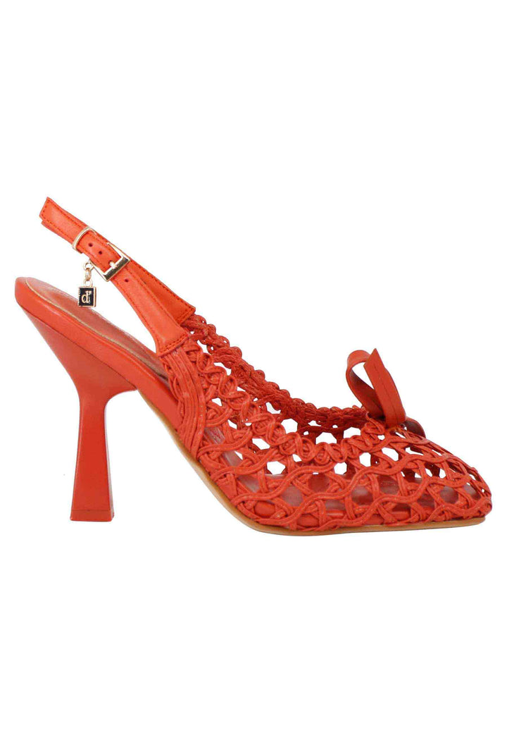 Spatarella Sandali Slingback Donna In Pelle Arancio Intrecciata Tacco Alto