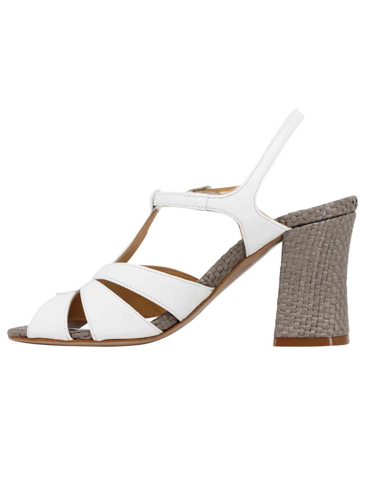 Spatarella Sandali Slingback Donna In Pelle Bianca Con Tacco Alto