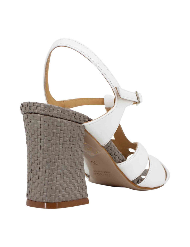 Spatarella Sandali Slingback Donna In Pelle Bianca Con Tacco Alto