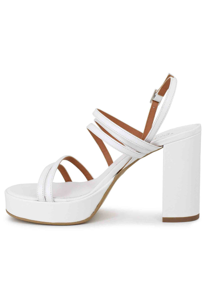 Spatarella Sandali Slingback Donna In Pelle Bianca Con Tacco Alto E Plateau