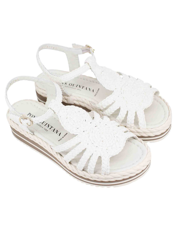 Spatarella Sandali Slingback Donna In Pelle Bianca Con Zeppa Bassa In Gomma