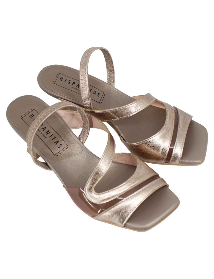 Spatarella Sandali Slingback Donna In Pelle Bronzo Con Punta Quadra