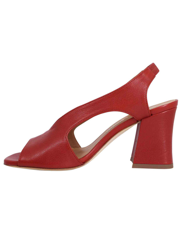 Spatarella Sandali Slingback Donna In Pelle Mattone Con Tacco Alto