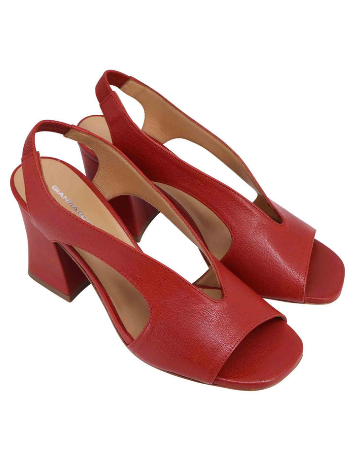 Spatarella Sandali Slingback Donna In Pelle Mattone Con Tacco Alto