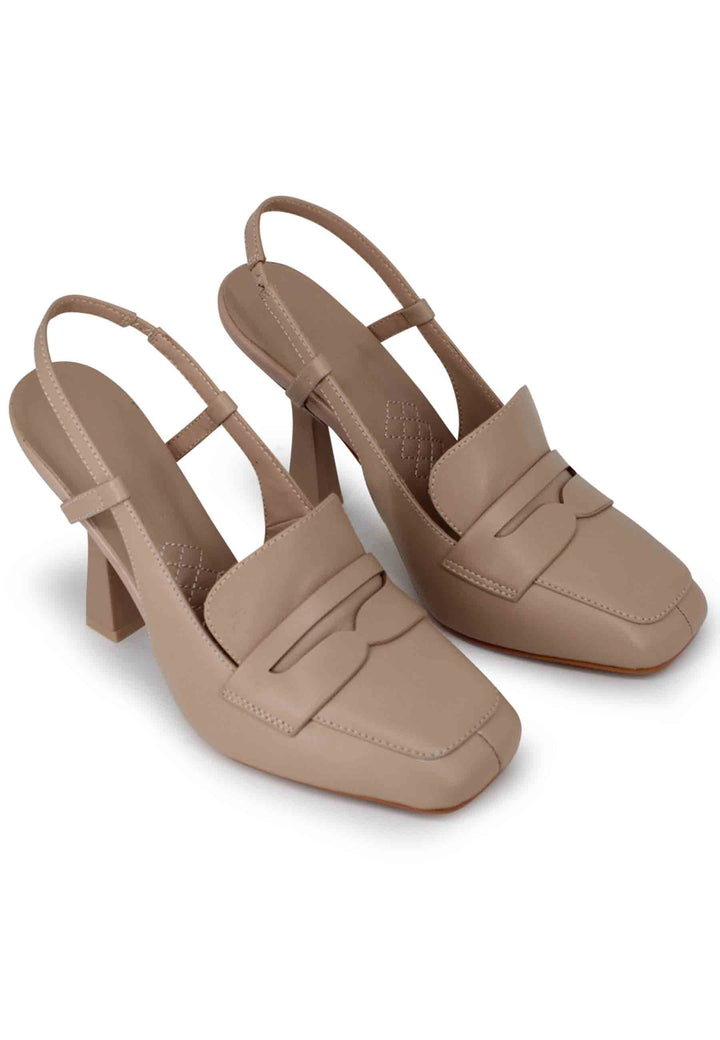 Spatarella Sandali Slingback Donna In Pelle Natutale Von Tacco Alto E Punta Quadra