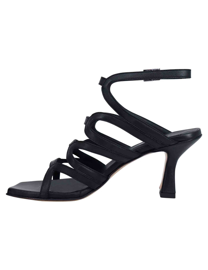 Spatarella Sandali Slingback Donna In Pelle Nera Con Tacco Alto E Punta Quadra