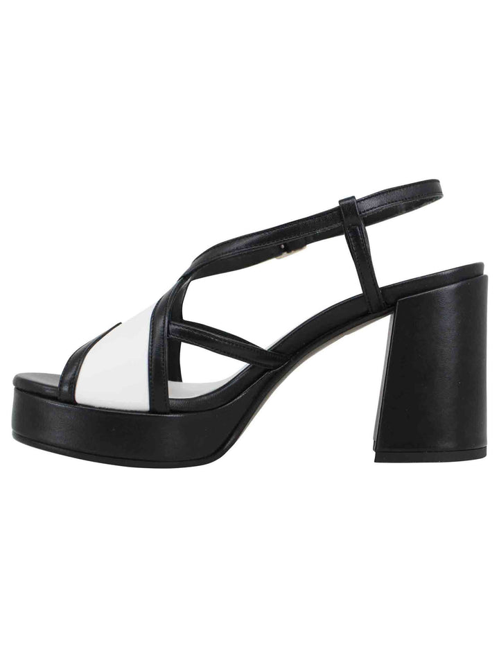 Spatarella Sandali Slingback Donna In Pelle Nera Tacco Alto E Plateau