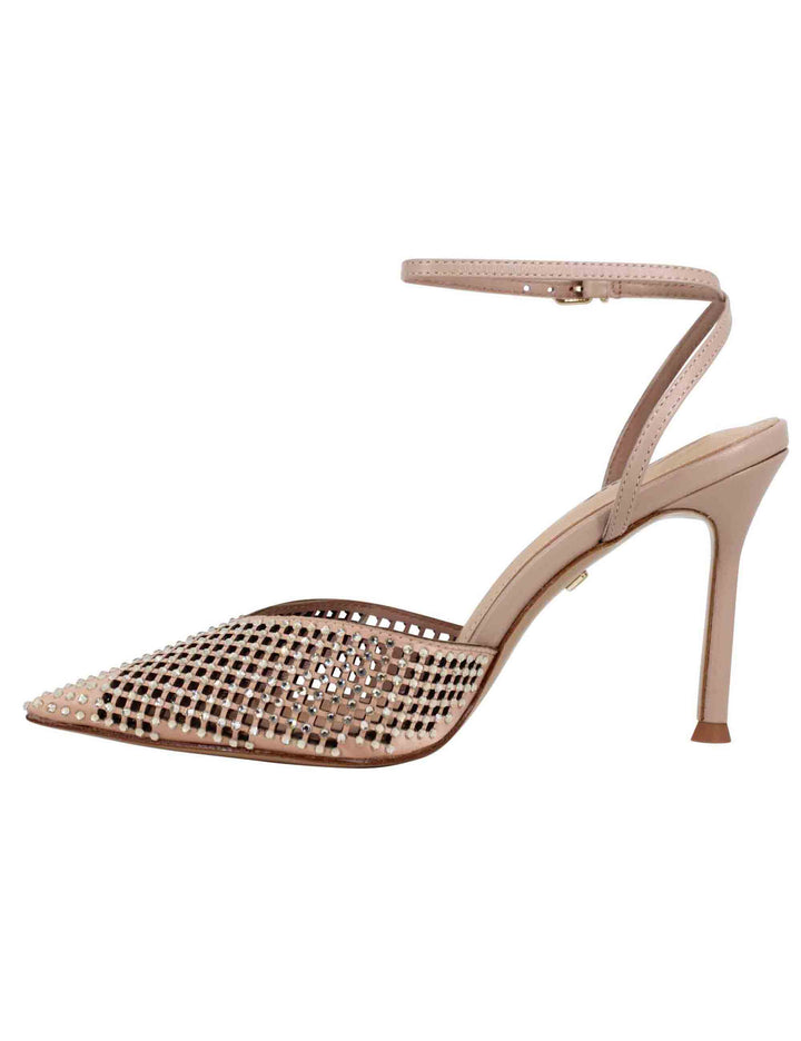 Spatarella Sandali Slingback Donna In Pelle Nude Con Strass E Tacco Alto A Spillo Naomi