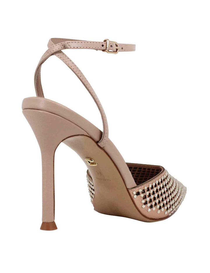 Spatarella Sandali Slingback Donna In Pelle Nude Con Strass E Tacco Alto A Spillo Naomi