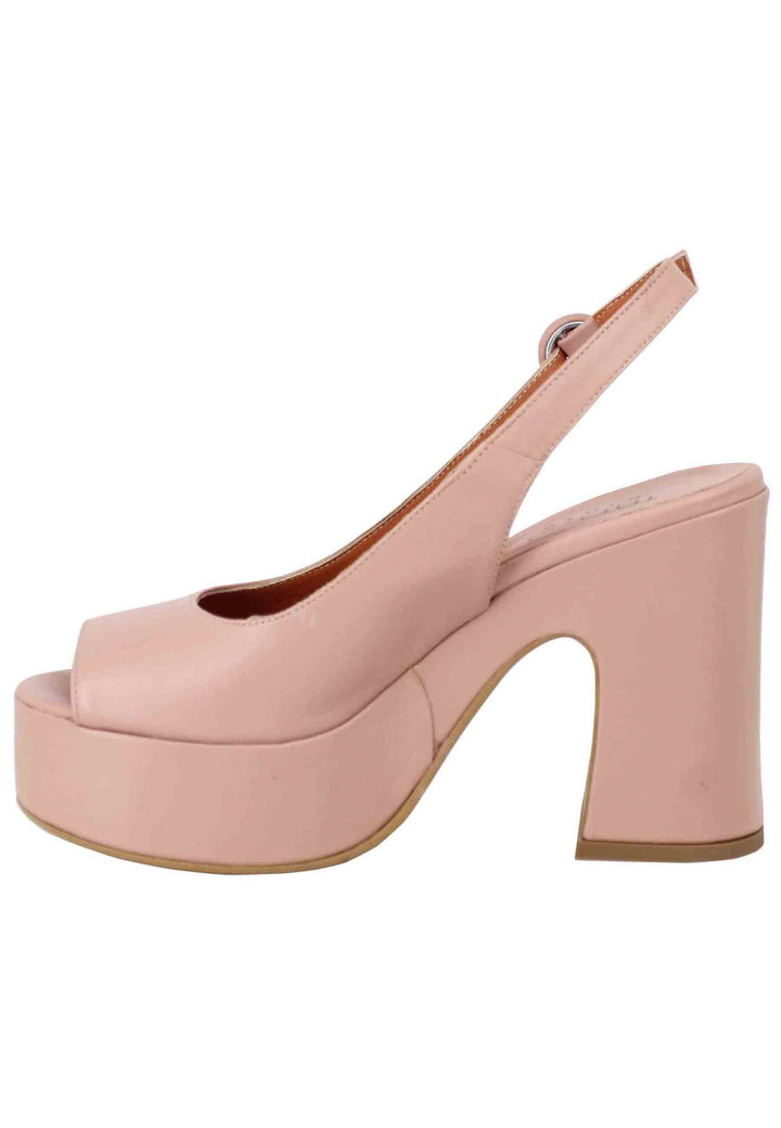 Spatarella Sandali Slingback Donna In Pelle Nude Con Zeppa Alta
