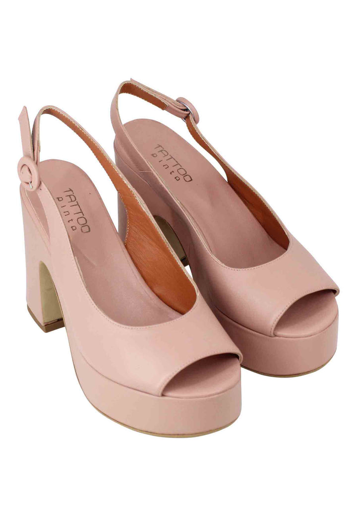 Spatarella Sandali Slingback Donna In Pelle Nude Con Zeppa Alta