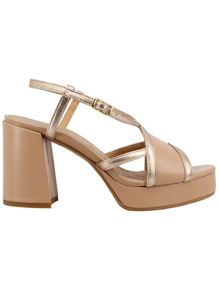 Spatarella Sandali Slingback Donna In Pelle Nude Tacco Alto E Plateau
