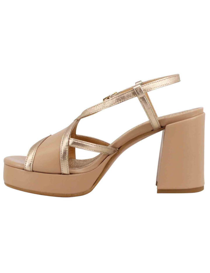 Spatarella Sandali Slingback Donna In Pelle Nude Tacco Alto E Plateau