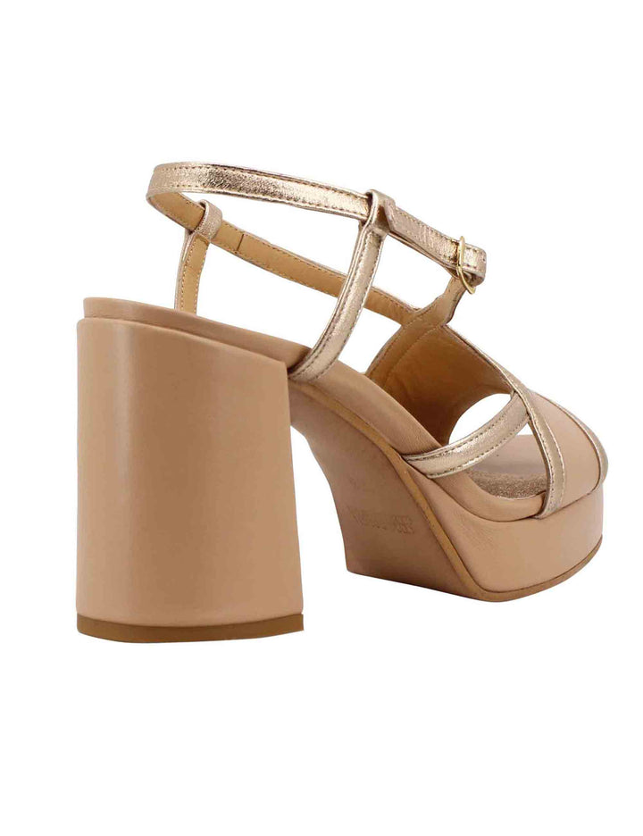 Spatarella Sandali Slingback Donna In Pelle Nude Tacco Alto E Plateau