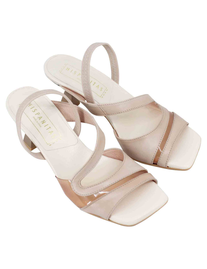 Spatarella Sandali Slingback Donna In Pelle Panna Con Punta Quadra