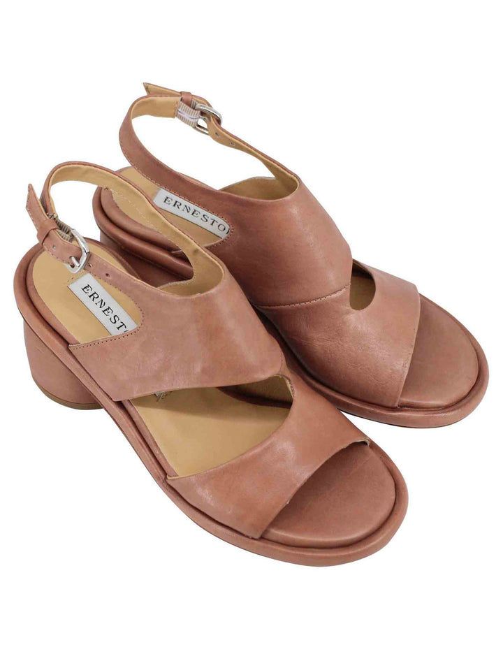 Spatarella Sandali Slingback Donna In Pelle Rosa Con Punta Tonda