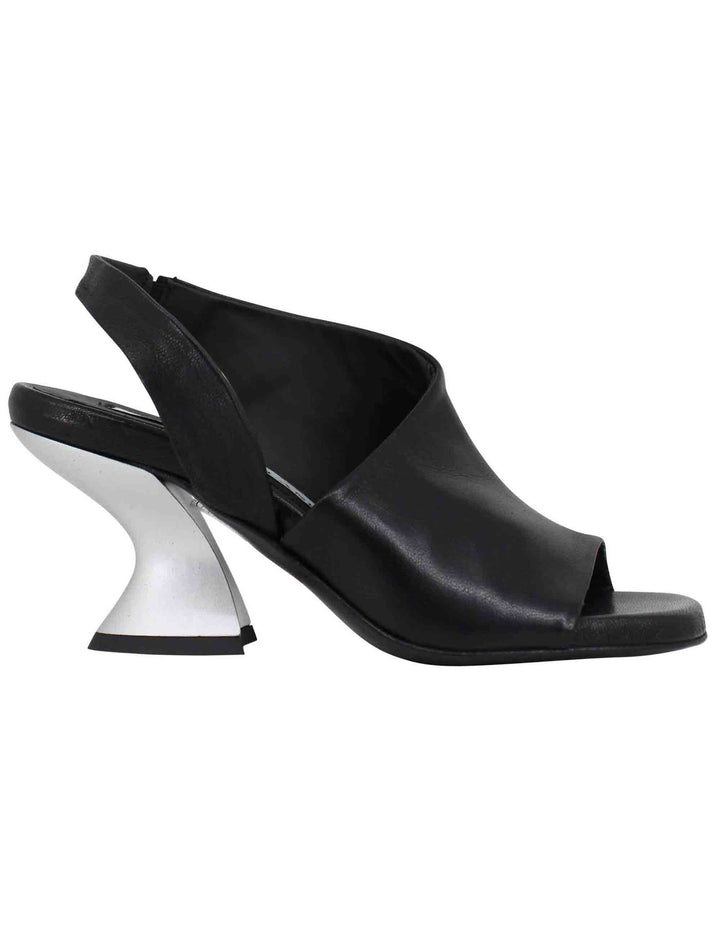 Spatarella Sandali Slingback Donna In Pelle Rosa Con Punta Tonda E Tacco In Argento