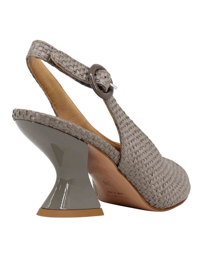 Spatarella Sandali Slingback Donna In Pelle Taupe Con Tacco Alto