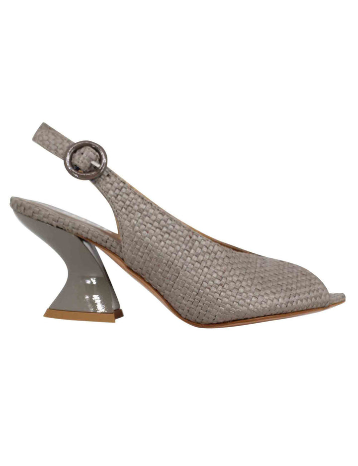 Spatarella Sandali slingback donna in pelle taupe con tacco alto