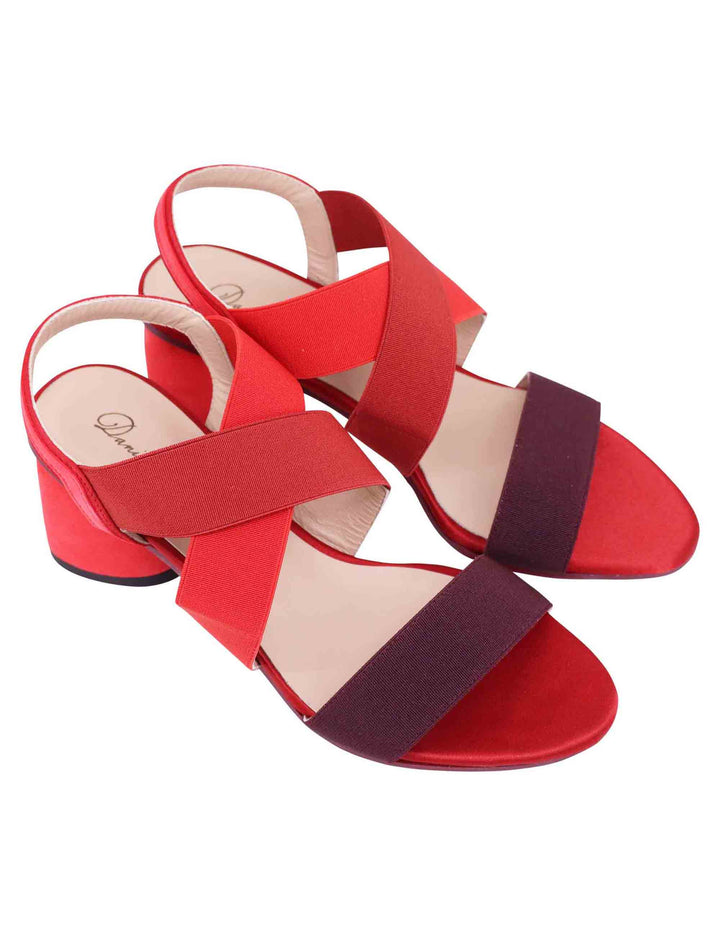 Spatarella Sandali Slingback Donna In Tessuto Bordeaux Con Tacco In Tinta