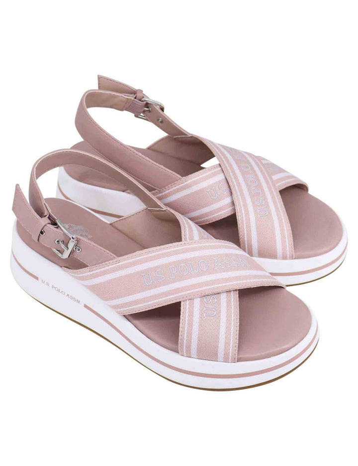 Spatarella Sandali Slingback Donna In Tessuto Nude Con Zeppa In Gomma