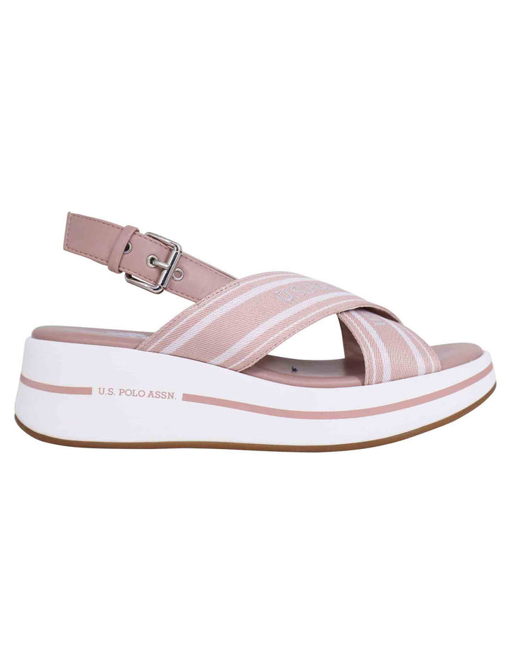 Spatarella Sandali slingback donna in tessuto nude con zeppa in gomma