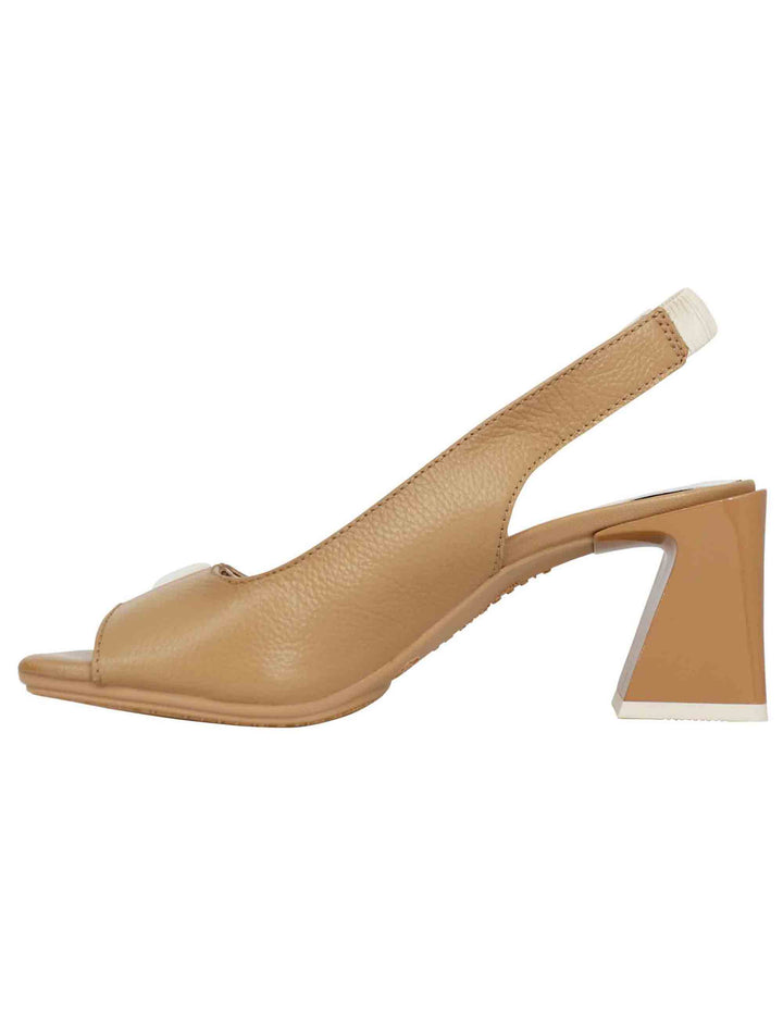 Spatarella Sandali Slingback Donnain Pelle Panna Con Fibbia Laterale