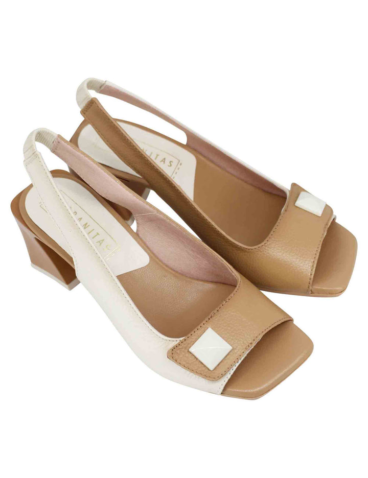 Spatarella Sandali Slingback Donnain Pelle Panna Con Fibbia Laterale