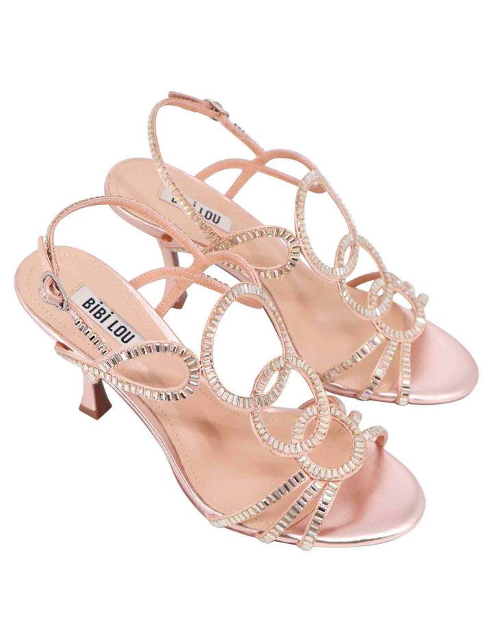 Spatarella Sandali Slingback Gioiello Donna In Strass Oro Con Tacco Alto Iris