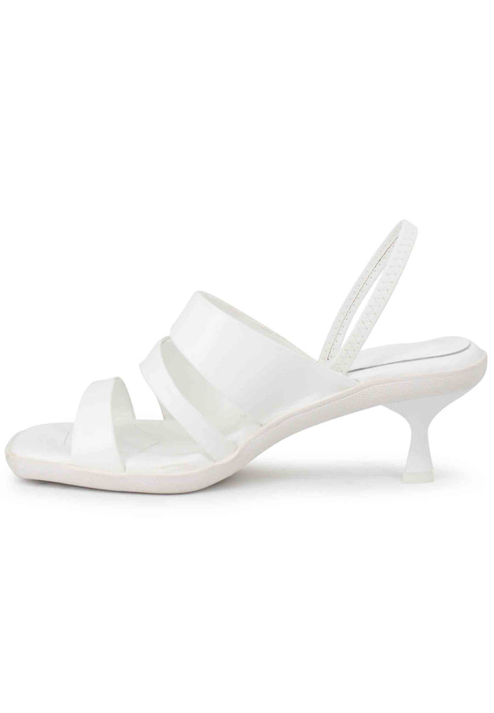 Spatarella Sandali Slingbak Donna In Pelle Bianca Con Suola In Gomma E Tacco Colorato