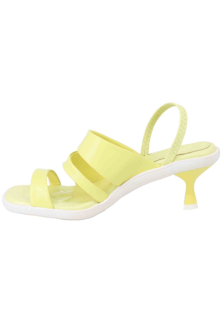 Spatarella Sandali Slingbak Donna In Pelle Gialla Con Suola In Gomma E Tacco Colorato