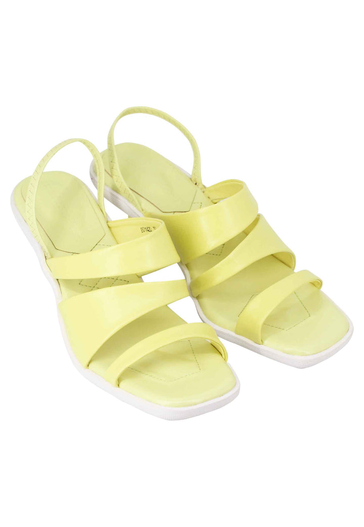 Spatarella Sandali Slingbak Donna In Pelle Gialla Con Suola In Gomma E Tacco Colorato