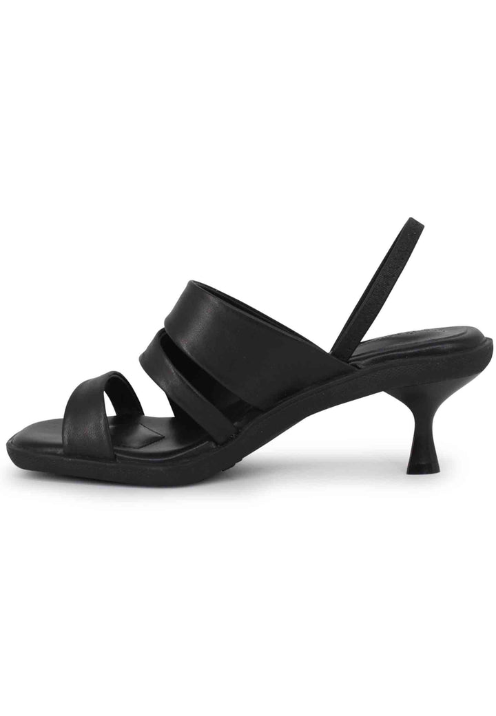 Spatarella Sandali Slingbak Donna In Pelle Nera Con Suola In Gomma E Tacco Colorato