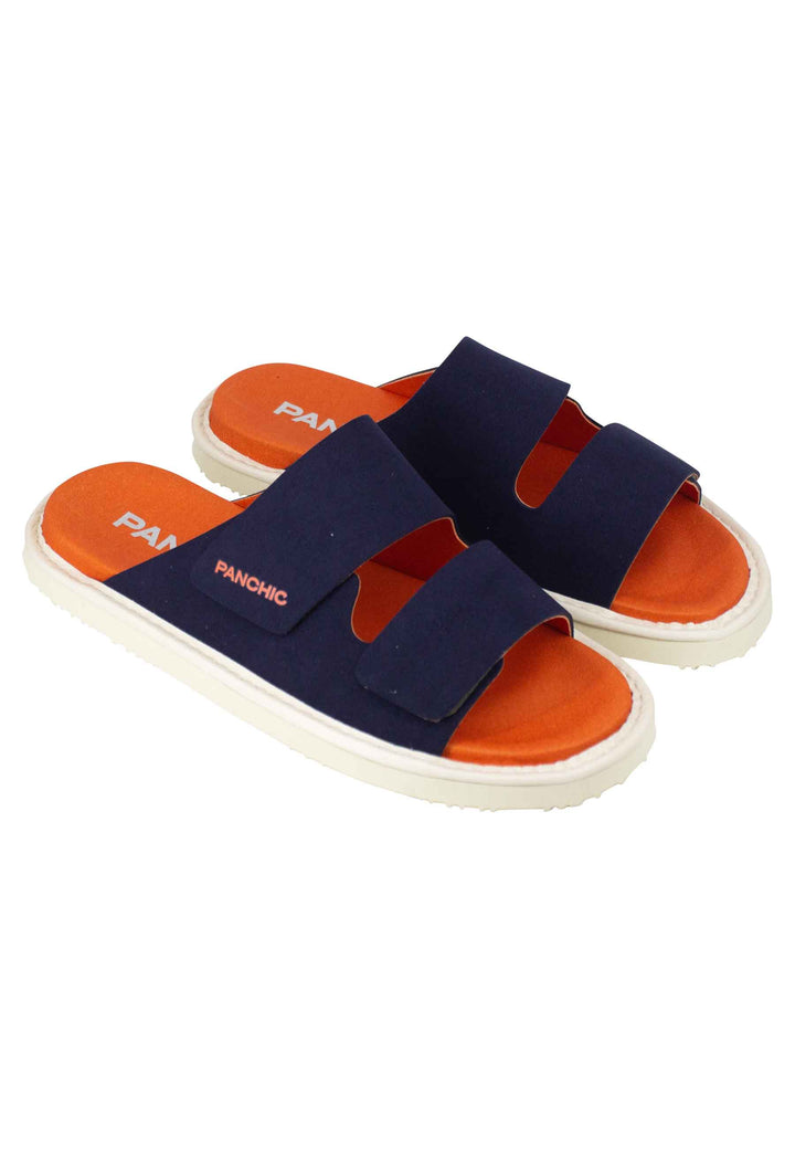 Spatarella Sandali Uomo A Doppia Fascia In Tessuto Blu Fondo Gomma 0009T008