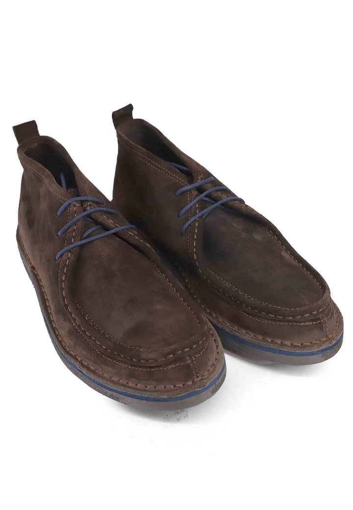 Spatarella Sivaletti Polacchine Stringate Uomo In Camoscio Testa Di Moro Con Fondo Gomma