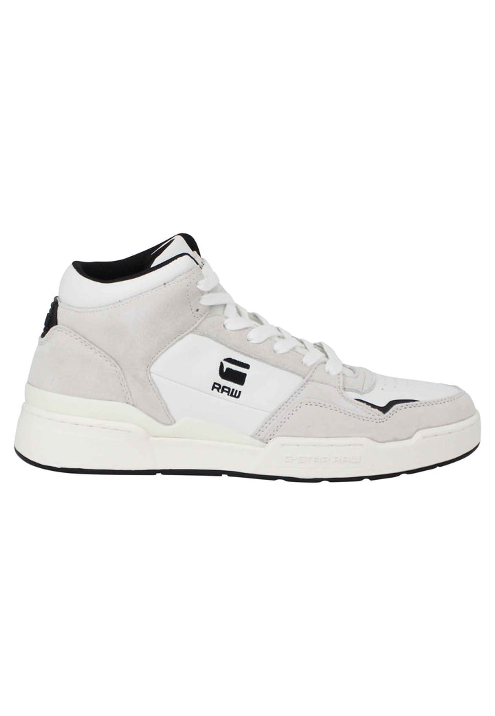 Spatarella Sneakers A Stivaletto Uomo Attacc Mid In Pelle Bianca Con Riporti Neri