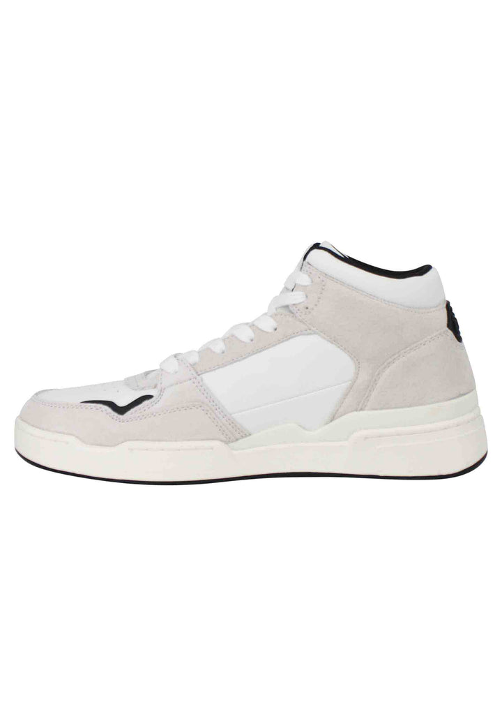 Spatarella Sneakers A Stivaletto Uomo Attacc Mid In Pelle Bianca Con Riporti Neri