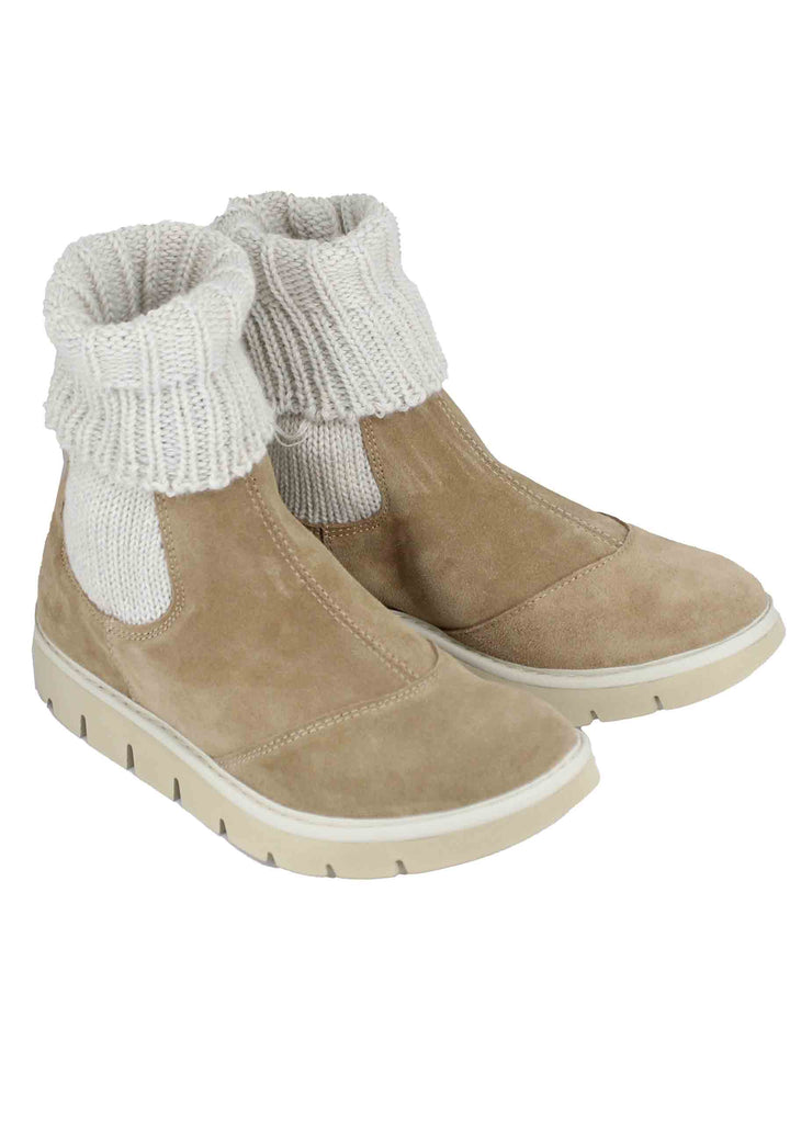 Spatarella Sneakers Donna A Stivaletto In Camoscio Beige